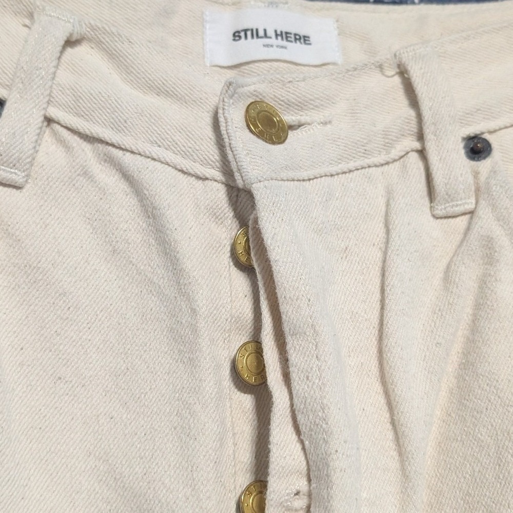 Still Here Cotton Childhood High-Rise Straight-Leg Jeans Cream Ecru 29 - Picture 5 of 13